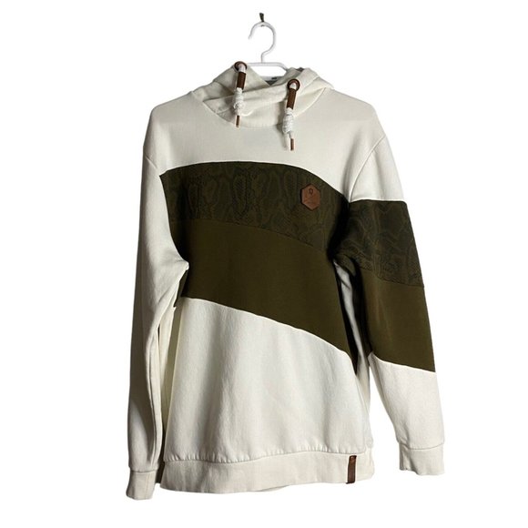 Indigo Jeancode Men's Olive Green Color Block Sweatshirt Hoodie - Picture 1 of 13